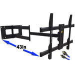 Corner TV Mount Full Motion, Fits 32"-65" Flat Curved Screen TVs- Holds 110 lbs Max VESA 600x400, HDMI Cable,HY9403-B2