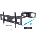 Long Arm TV Wall Mount with 43" Extension Arm,Full Motion TV Mount Fits 42-86" Flat/Curve TVs,Fits 24" 18" 16" Studs,Holds 110lbs,Max VESA 800x400mm by FORGING MOUNT-HY9422-B