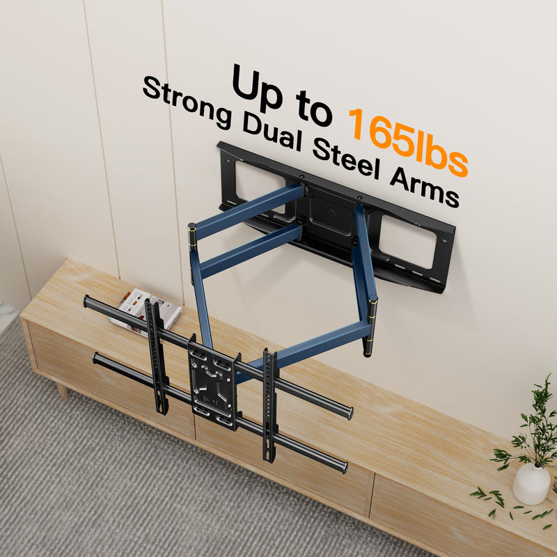 Full Motion TV Mount for 37-86inch TVs, Heavy Duty TV Wall Mount with Dual 30?Long Arm, Wall Mount TV Bracket Holds up to 165lbs,VESA 600x400mm Fits 24" 18" 16" Wood Studs by FORGING MOUNT-HY9404