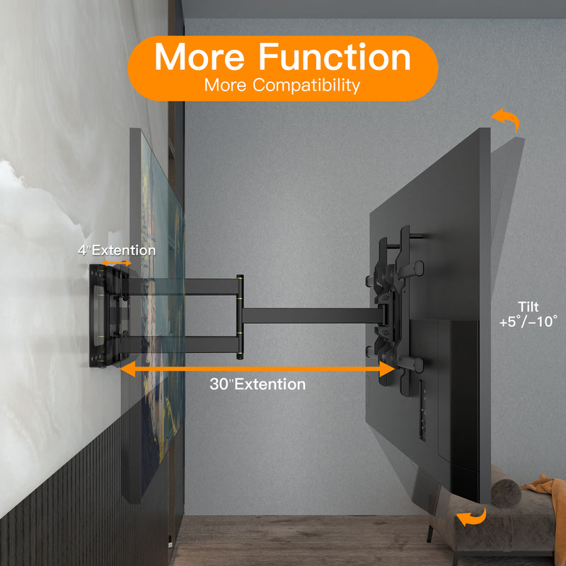 Full Motion TV Mount for 37-86inch TVs, Heavy Duty TV Wall Mount with Dual 30?Long Arm, Wall Mount TV Bracket Holds up to 165lbs,VESA 600x400mm Fits 24" 18" 16" Wood Studs by FORGING MOUNT-HY9404